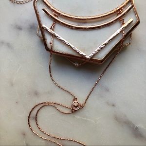 🆕Rosegold Lariat Necklace & Earrings set
